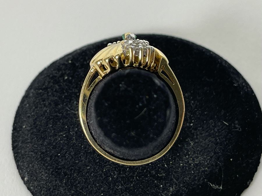 14K Gold Emerald Diamond Ring Size 7.25 4g Estimate $460-$690 [Photo 7]