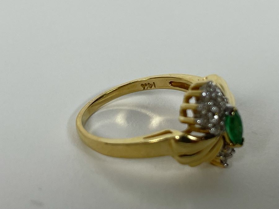 14K Gold Emerald Diamond Ring Size 7.25 4g Estimate $460-$690 [Photo 11]