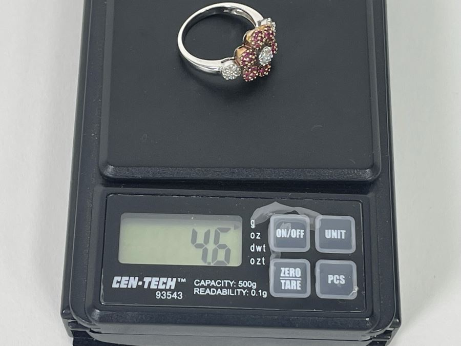 14K Gold Ruby Diamond Ring Size 7.25 4.6g Estimate $600-$900 [Photo 12]