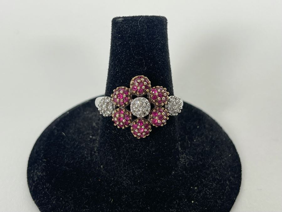 14K Gold Ruby Diamond Ring Size 7.25 4.6g Estimate $600-$900 [Photo 5]