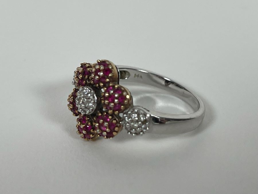 14K Gold Ruby Diamond Ring Size 7.25 4.6g Estimate $600-$900 [Photo 10]