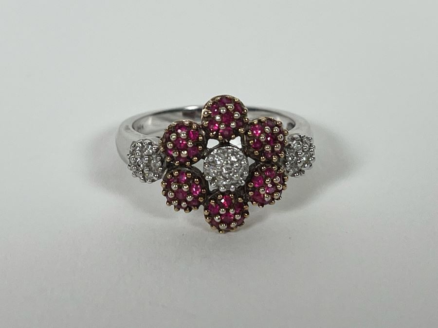 14K Gold Ruby Diamond Ring Size 7.25 4.6g Estimate $600-$900 [Photo 9]