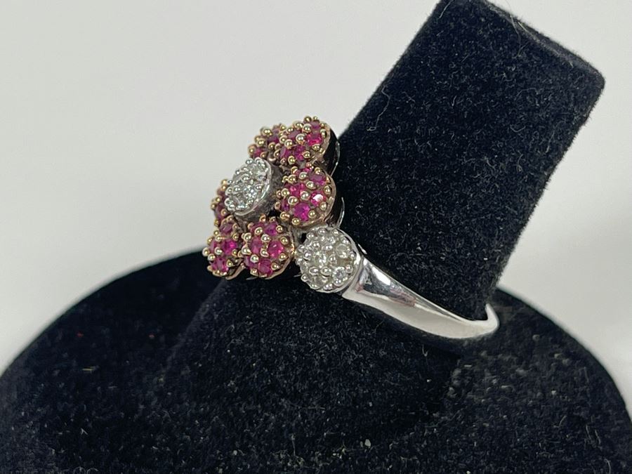 14K Gold Ruby Diamond Ring Size 7.25 4.6g Estimate $600-$900 [Photo 7]