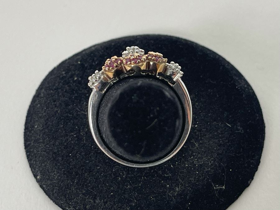 14K Gold Ruby Diamond Ring Size 7.25 4.6g Estimate $600-$900 [Photo 8]