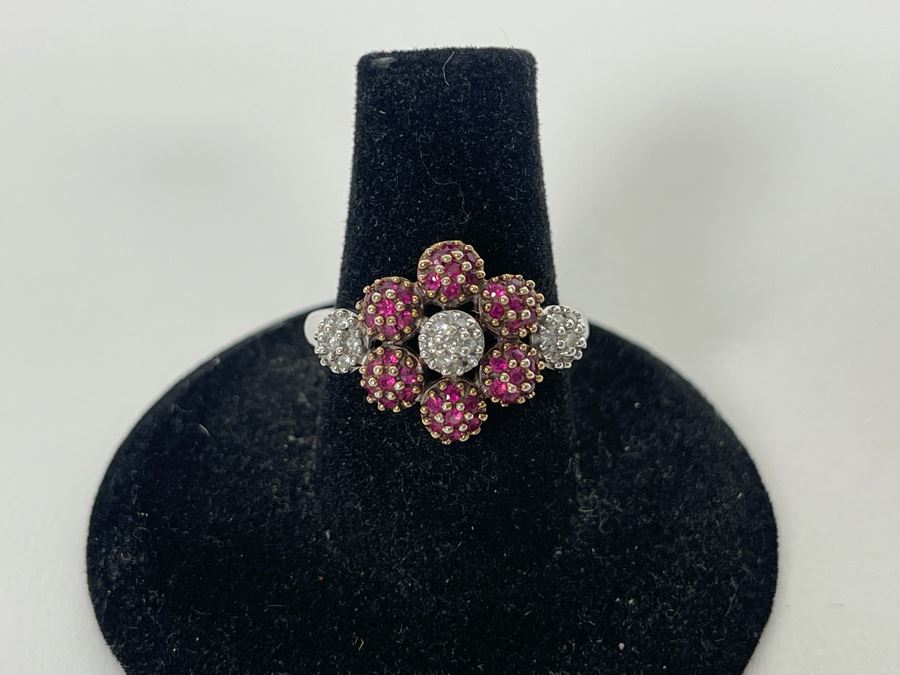 14K Gold Ruby Diamond Ring Size 7.25 4.6g Estimate $600-$900 [Photo 6]
