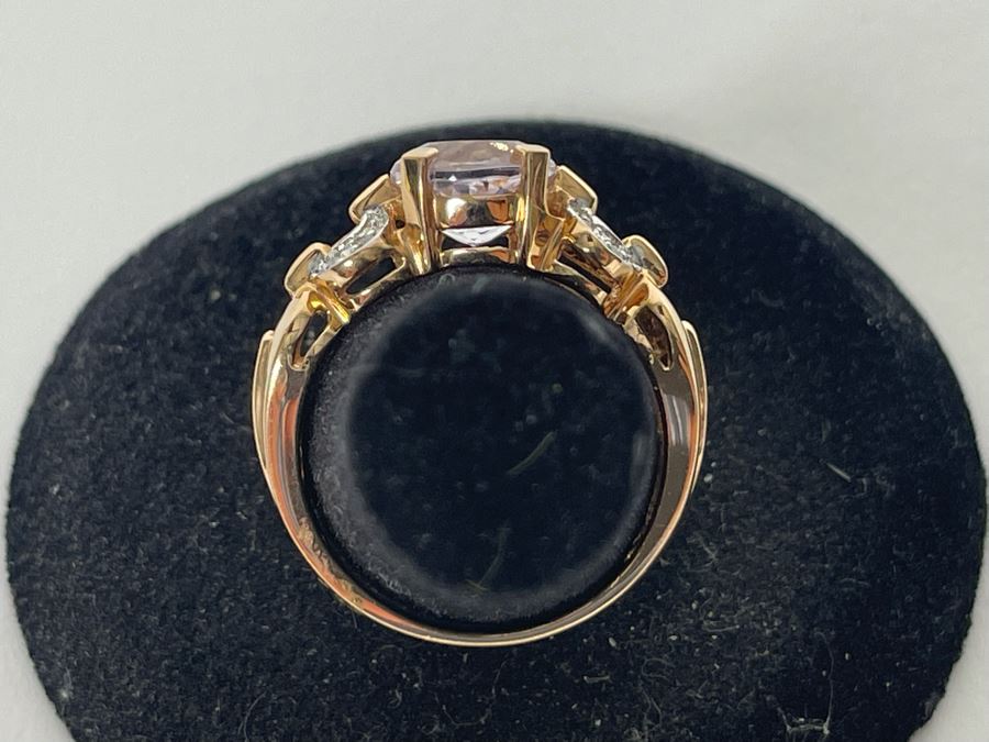 14K Gold Morganite Diamond Ring Size 7.25 4.1g Estimate $500-$750 [Photo 8]