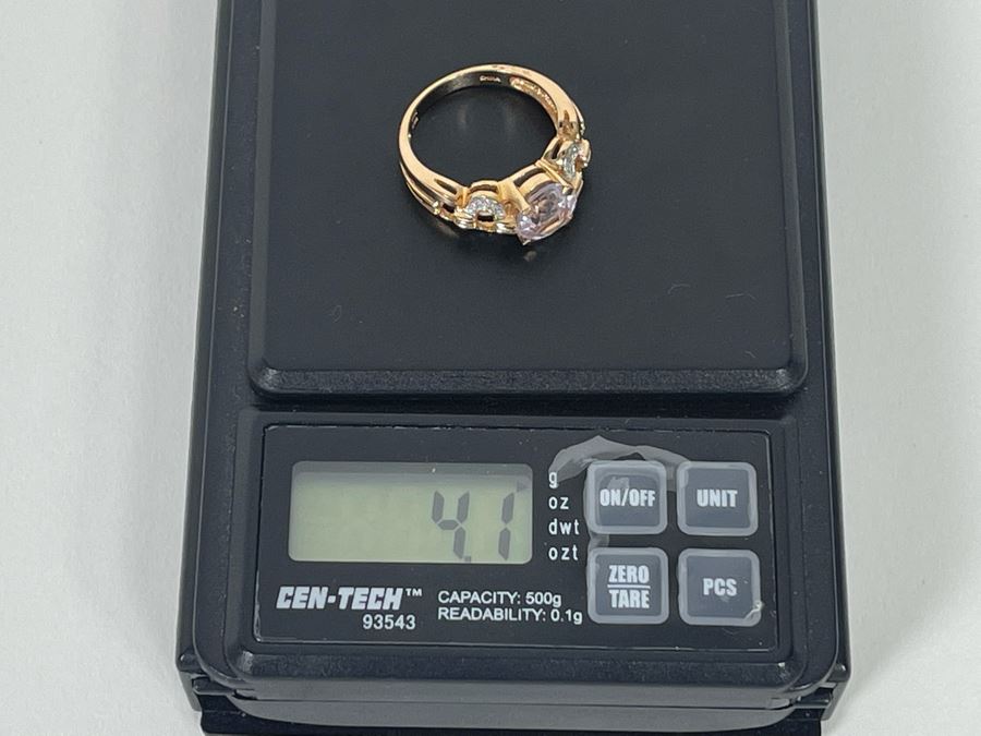 14K Gold Morganite Diamond Ring Size 7.25 4.1g Estimate $500-$750 [Photo 13]
