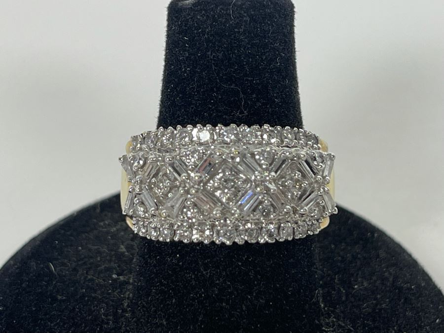 14K Gold Diamond Ring Size 7.5 7.5g Estimate $1,000-$1,500 [Photo 2]