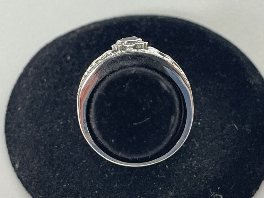 14K Gold Blue Diamond And White Diamond Ring Size 6 5.5g [Photo 10]