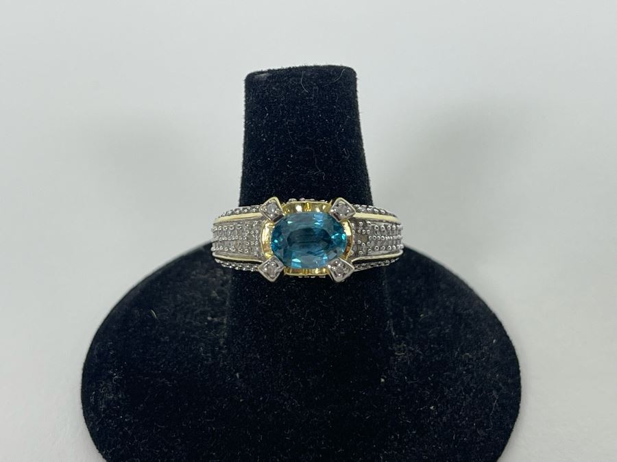 14K Gold Zircon Diamond Ring Size 7.25 6g Estimate $850-$1,275 [Photo 11]