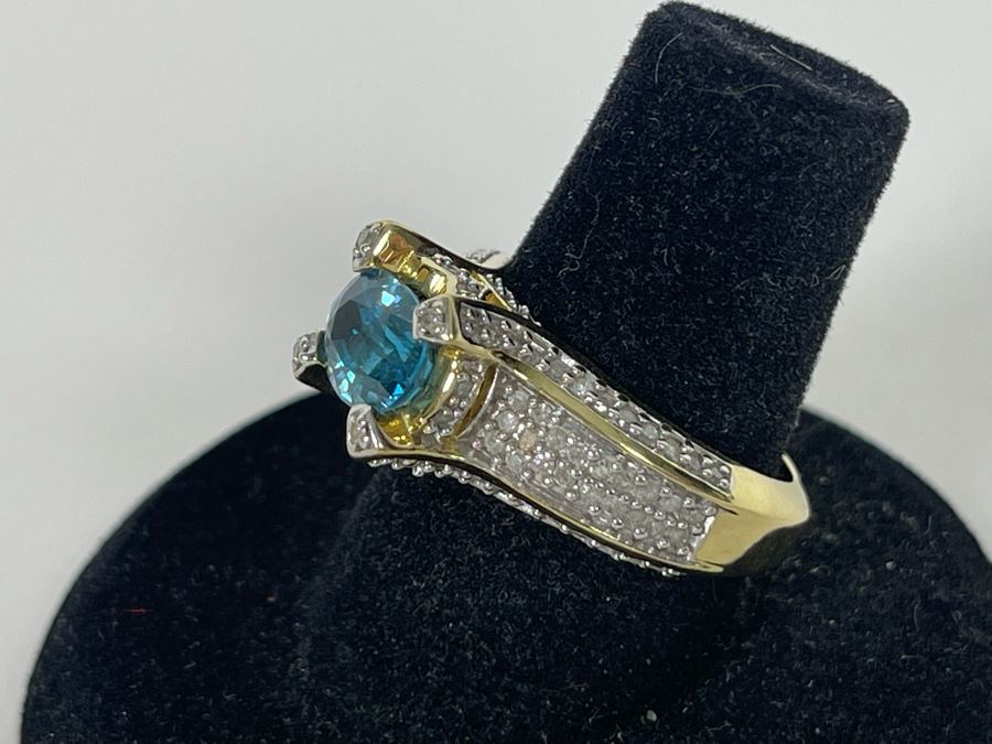 14K Gold Zircon Diamond Ring Size 7.25 6g Estimate $850-$1,275 [Photo 10]