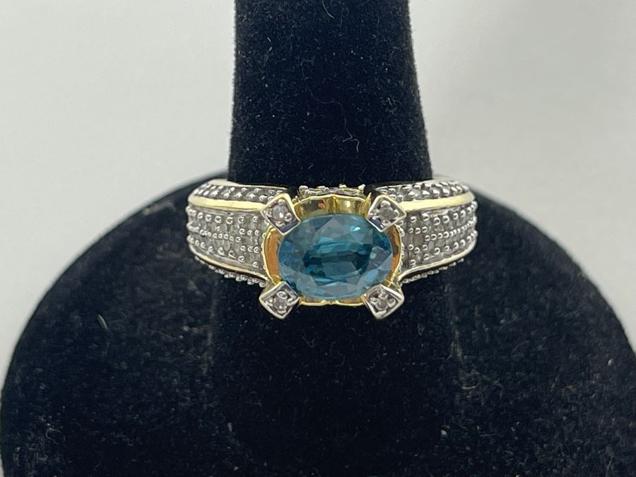 14K Gold Zircon Diamond Ring Size 7.25 6g Estimate $850-$1,275 [Photo 5]