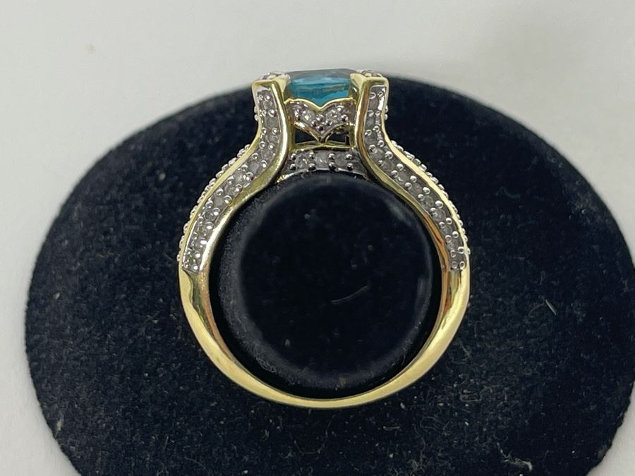 14K Gold Zircon Diamond Ring Size 7.25 6g Estimate $850-$1,275 [Photo 13]
