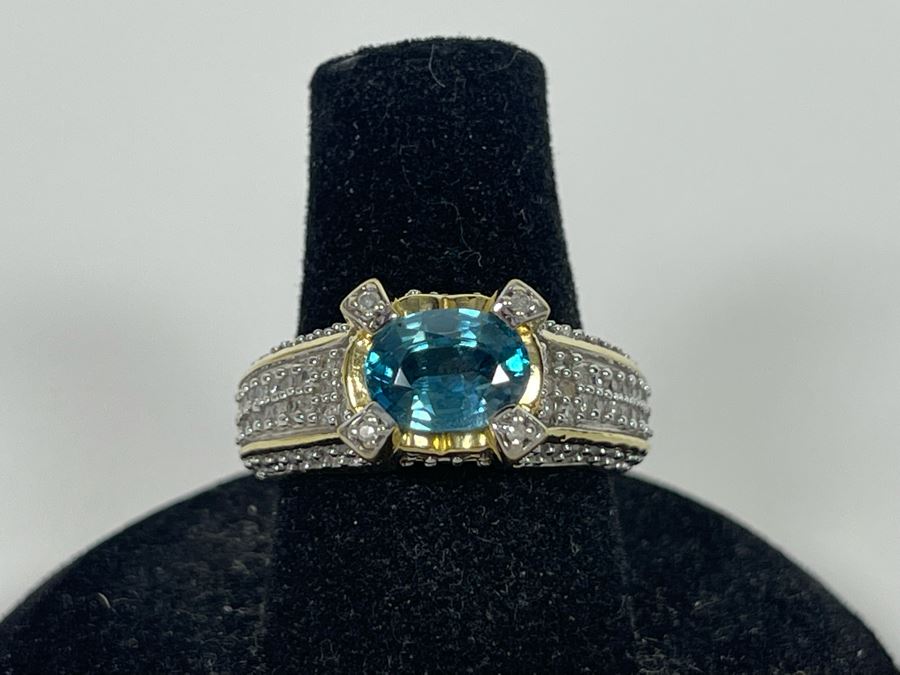 14K Gold Zircon Diamond Ring Size 7.25 6g Estimate $850-$1,275 [Photo 4]