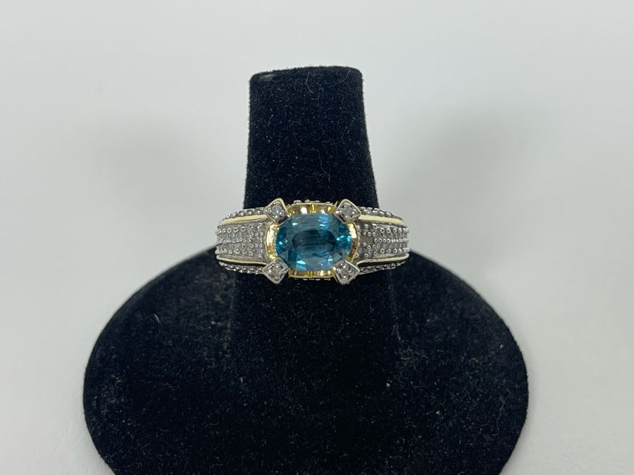 14K Gold Zircon Diamond Ring Size 7.25 6g Estimate $850-$1,275 [Photo 12]