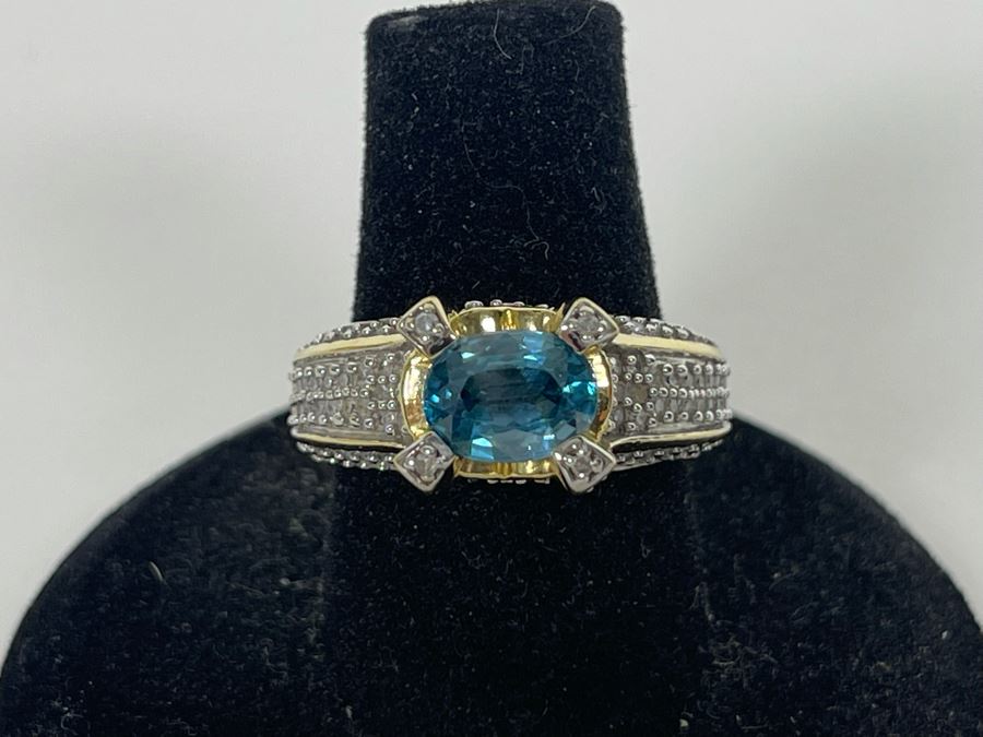14K Gold Zircon Diamond Ring Size 7.25 6g Estimate $850-$1,275 [Photo 6]