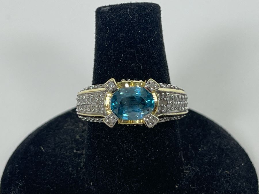 14K Gold Zircon Diamond Ring Size 7.25 6g Estimate $850-$1,275 [Photo 3]