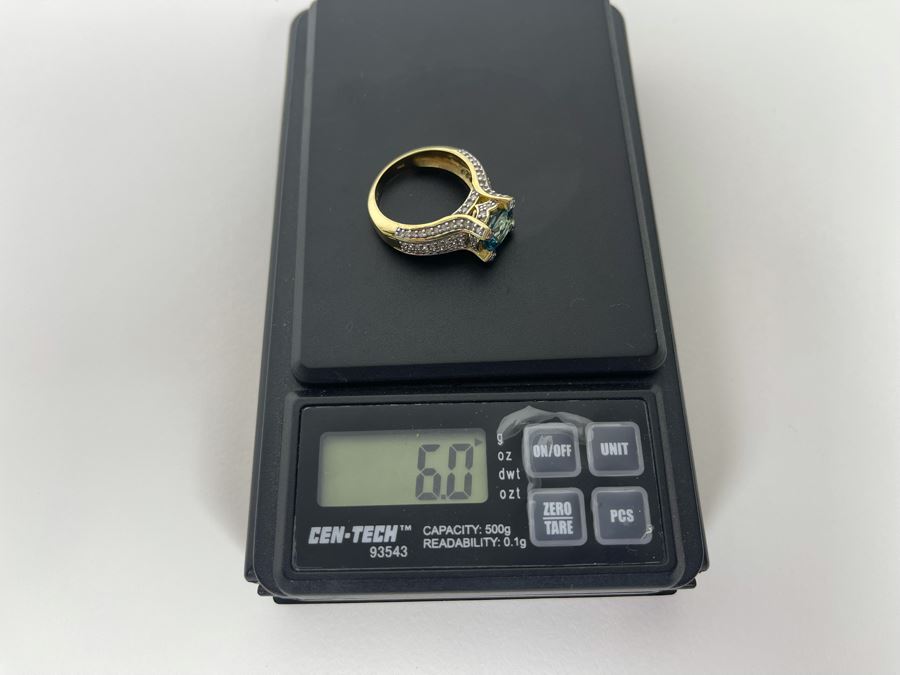 14K Gold Zircon Diamond Ring Size 7.25 6g Estimate $850-$1,275 [Photo 18]