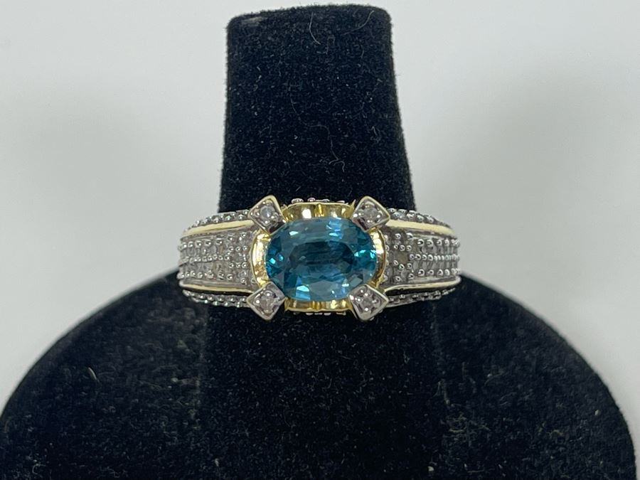 14K Gold Zircon Diamond Ring Size 7.25 6g Estimate $850-$1,275 [Photo 2]