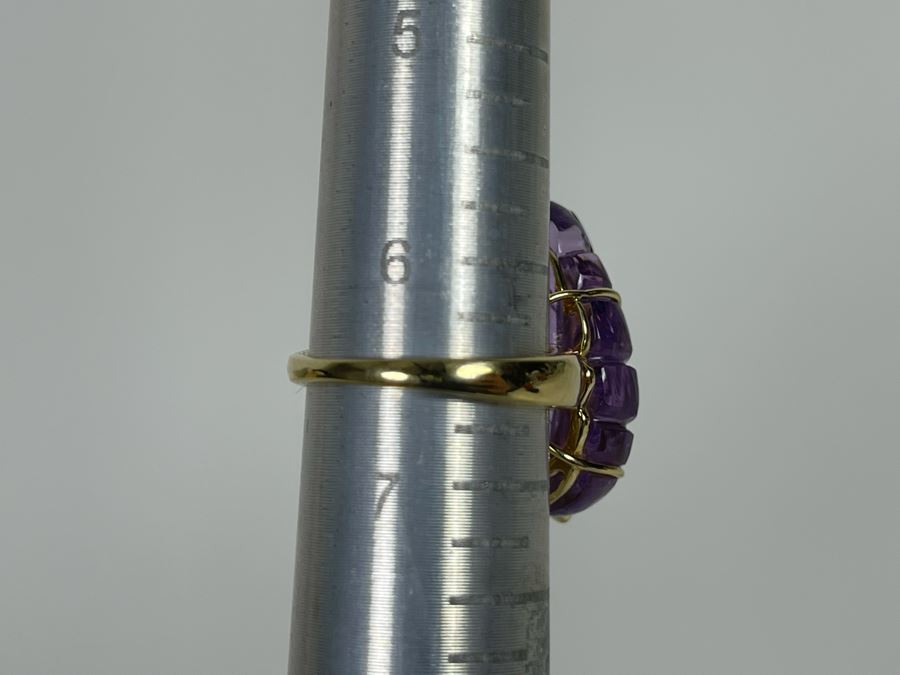 14K Gold Amethyst Diamond Ring Size 7.5 7.7g Estimate $600-$900 [Photo 14]