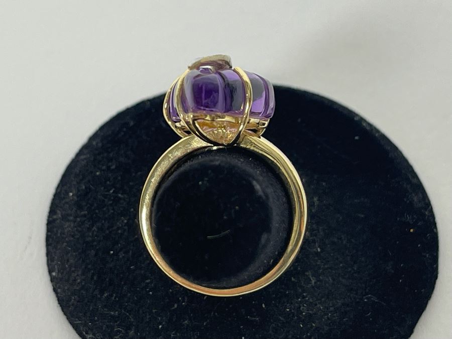 14K Gold Amethyst Diamond Ring Size 7.5 7.7g Estimate $600-$900 [Photo 13]