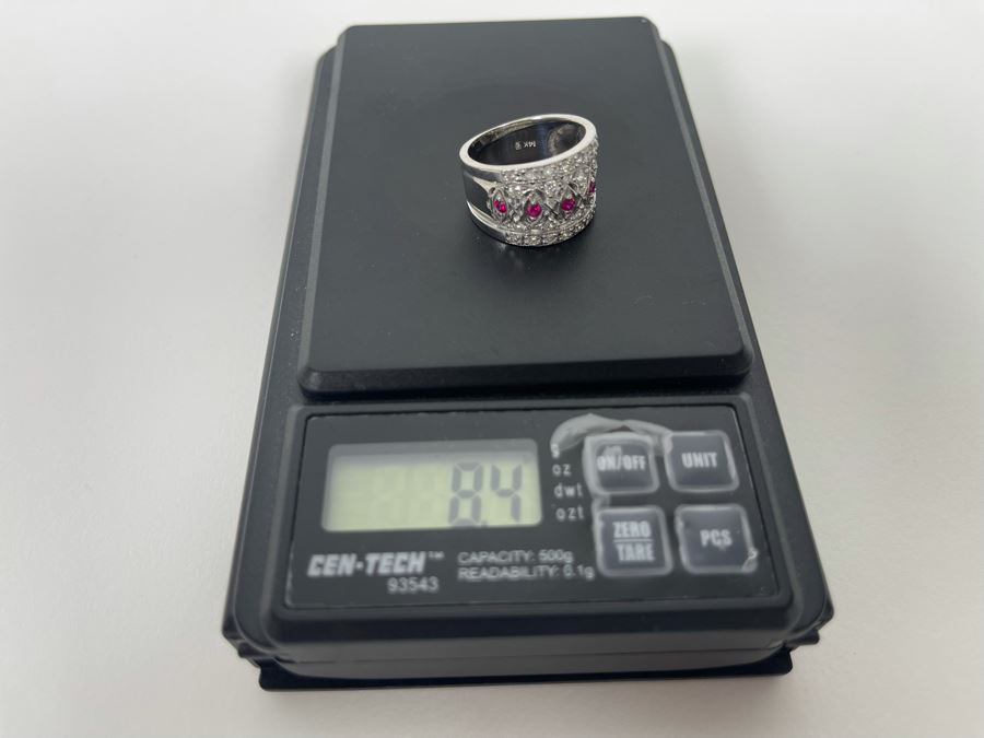 14K Gold Ruby Diamond Ring Size 7.5 8.4g Estimate $1,200-$1,800 [Photo 17]