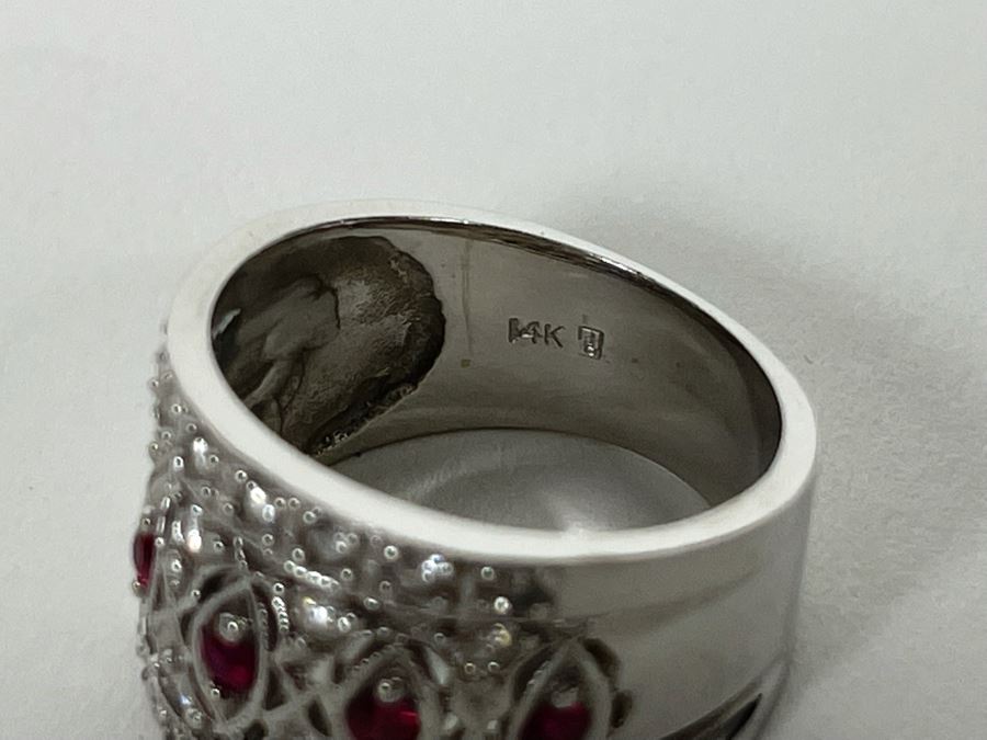 14K Gold Ruby Diamond Ring Size 7.5 8.4g Estimate $1,200-$1,800 [Photo 15]