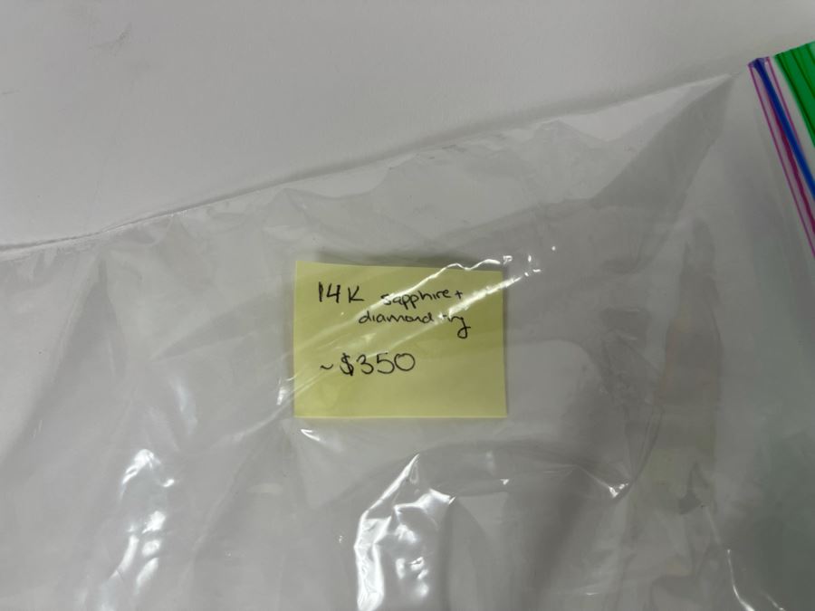 14K Gold Sapphire Diamond Ring Size 7.25 5.7g Estimate $700-$1,050 [Photo 17]