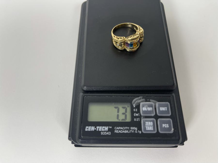 14K Gold Citrine Topaz Amethyst Diamond Ring Size 8.5 7.3g Estimate $900-$1,350 [Photo 15]