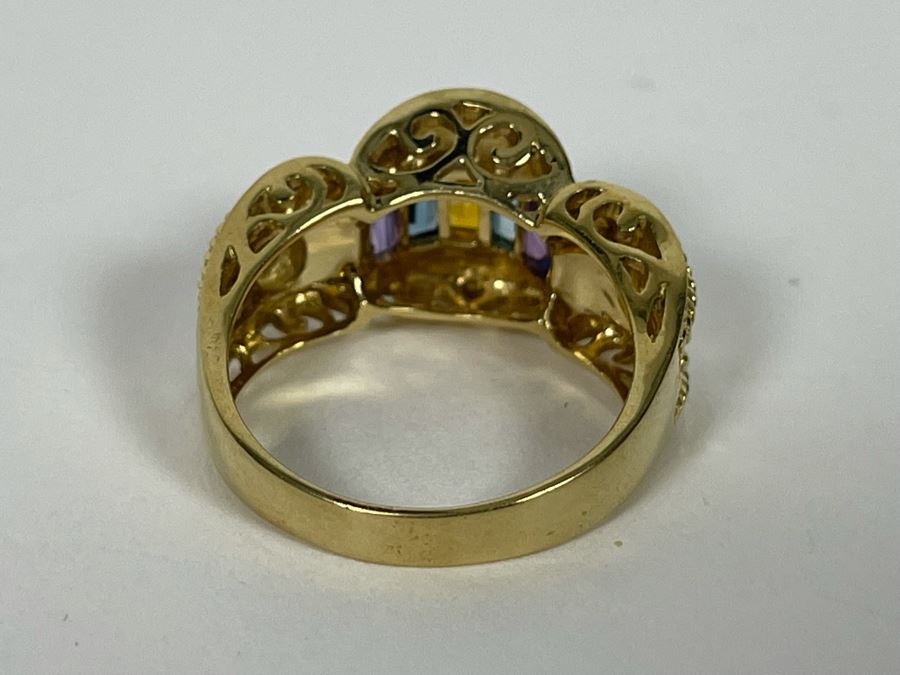 14K Gold Citrine Topaz Amethyst Diamond Ring Size 8.5 7.3g Estimate $900-$1,350 [Photo 13]