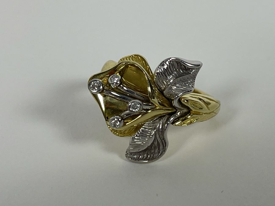 14K Gold Diamond Ring Size 7.5 5.3g Estimate $700-$1,050 [Photo 13]