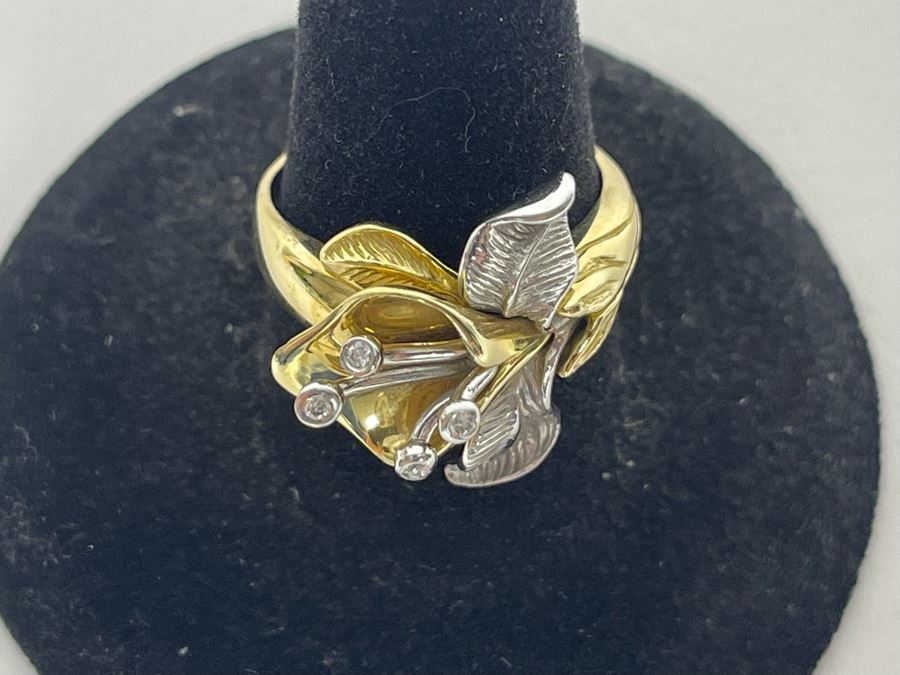 14K Gold Diamond Ring Size 7.5 5.3g Estimate $700-$1,050 [Photo 7]