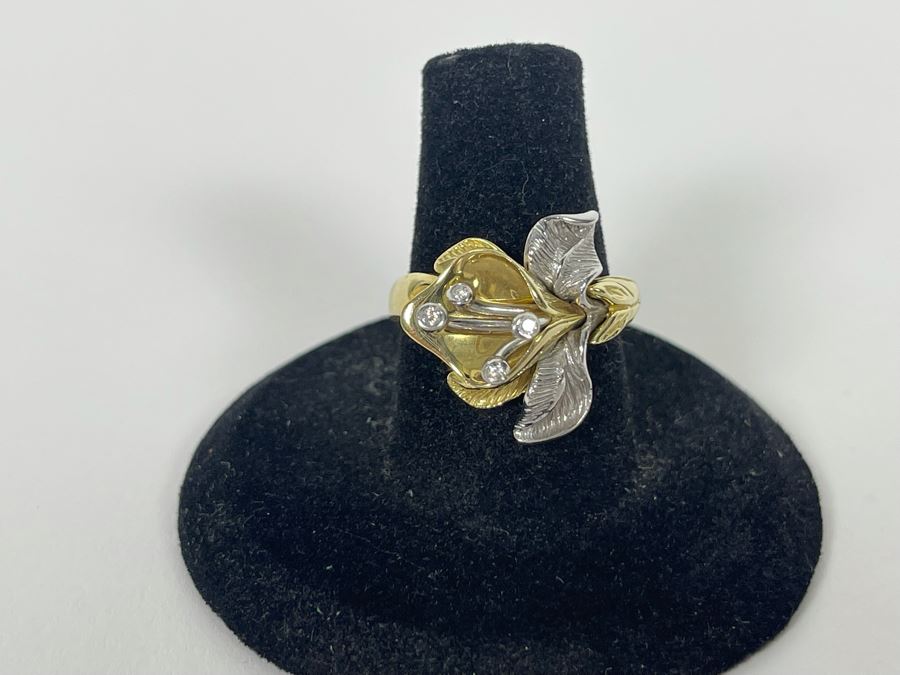 14K Gold Diamond Ring Size 7.5 5.3g Estimate $700-$1,050 [Photo 8]