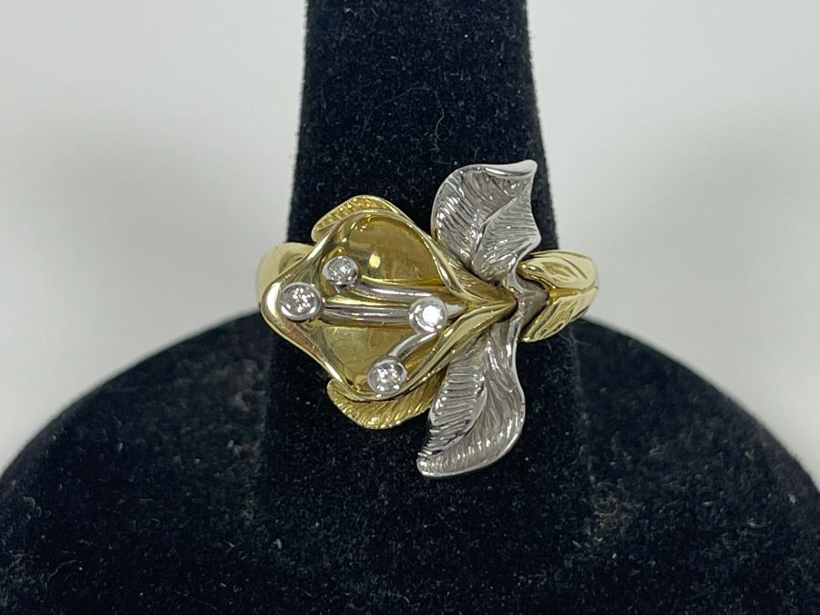 14K Gold Diamond Ring Size 7.5 5.3g Estimate $700-$1,050 [Photo 1]