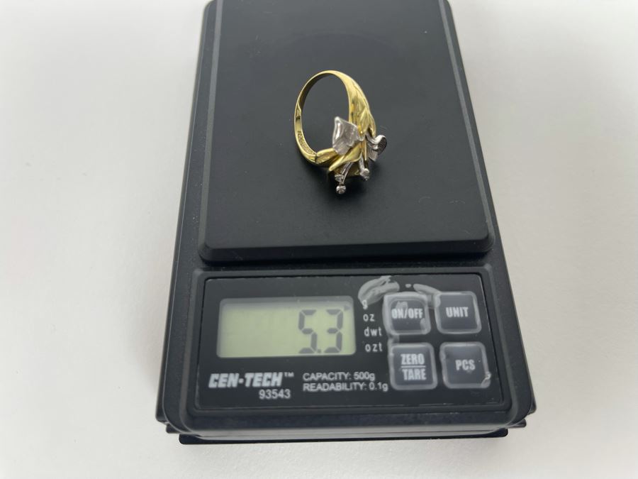 14K Gold Diamond Ring Size 7.5 5.3g Estimate $700-$1,050 [Photo 16]