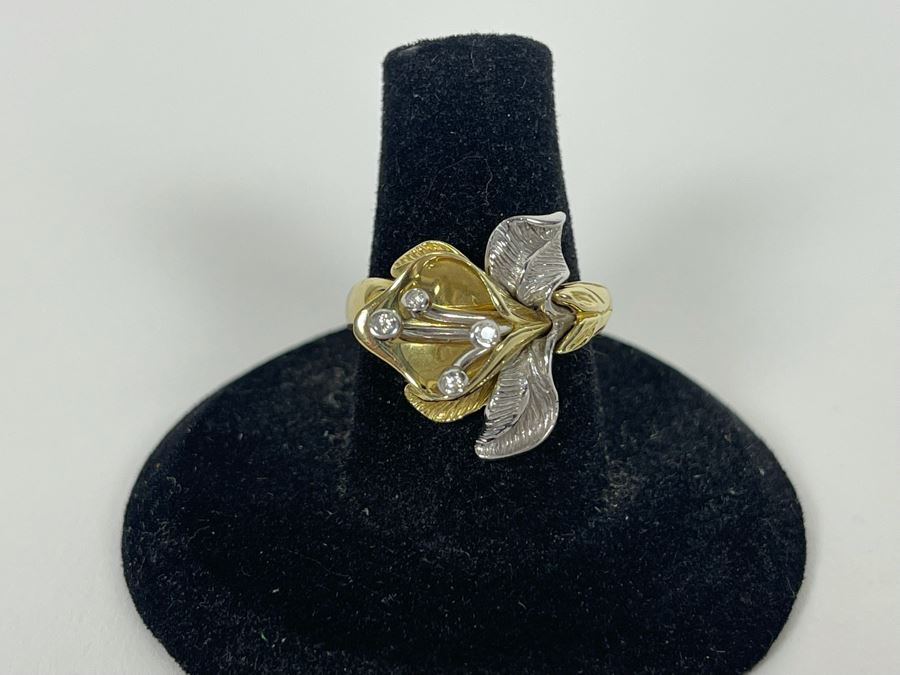 14K Gold Diamond Ring Size 7.5 5.3g Estimate $700-$1,050 [Photo 10]