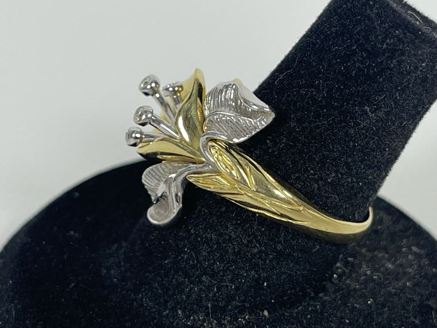 14K Gold Diamond Ring Size 7.5 5.3g Estimate $700-$1,050 [Photo 4]