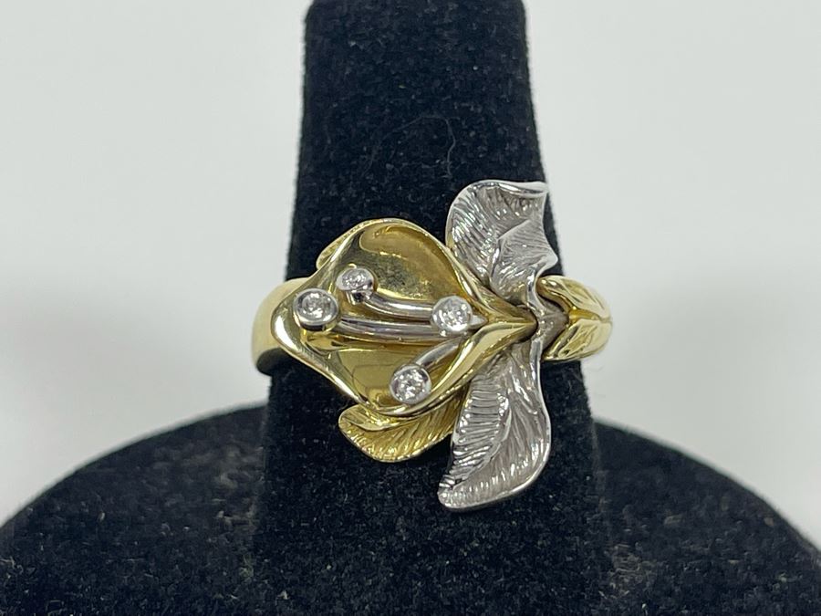 14K Gold Diamond Ring Size 7.5 5.3g Estimate $700-$1,050 [Photo 6]
