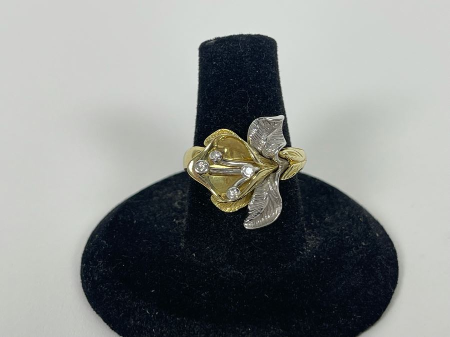 14K Gold Diamond Ring Size 7.5 5.3g Estimate $700-$1,050 [Photo 9]