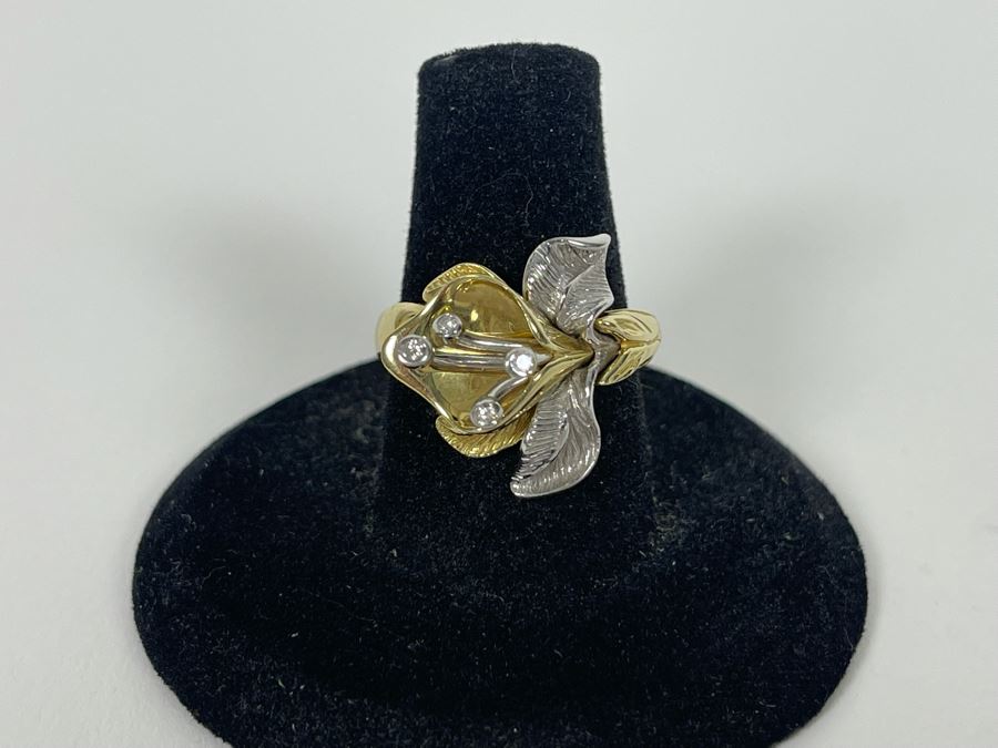 14K Gold Diamond Ring Size 7.5 5.3g Estimate $700-$1,050 [Photo 11]