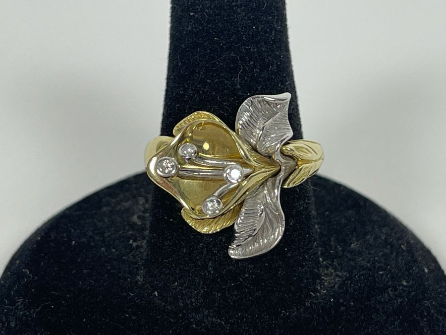 14K Gold Diamond Ring Size 7.5 5.3g Estimate $700-$1,050 [Photo 2]