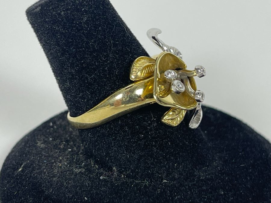 14K Gold Diamond Ring Size 7.5 5.3g Estimate $700-$1,050 [Photo 5]