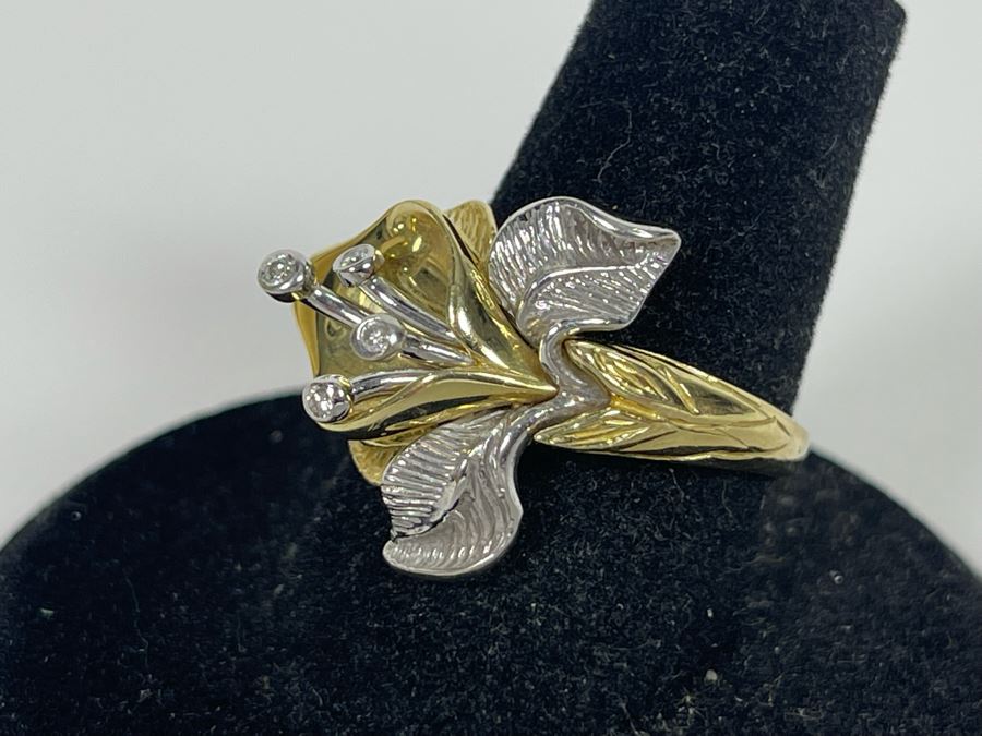 14K Gold Diamond Ring Size 7.5 5.3g Estimate $700-$1,050 [Photo 3]