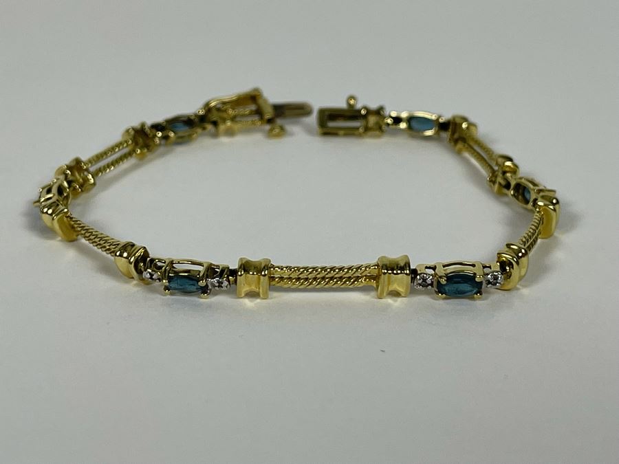 14K Gold Topaz Diamond 7' Bracelet 8.8g Estimate $1,000-$1,500 [Photo 11]