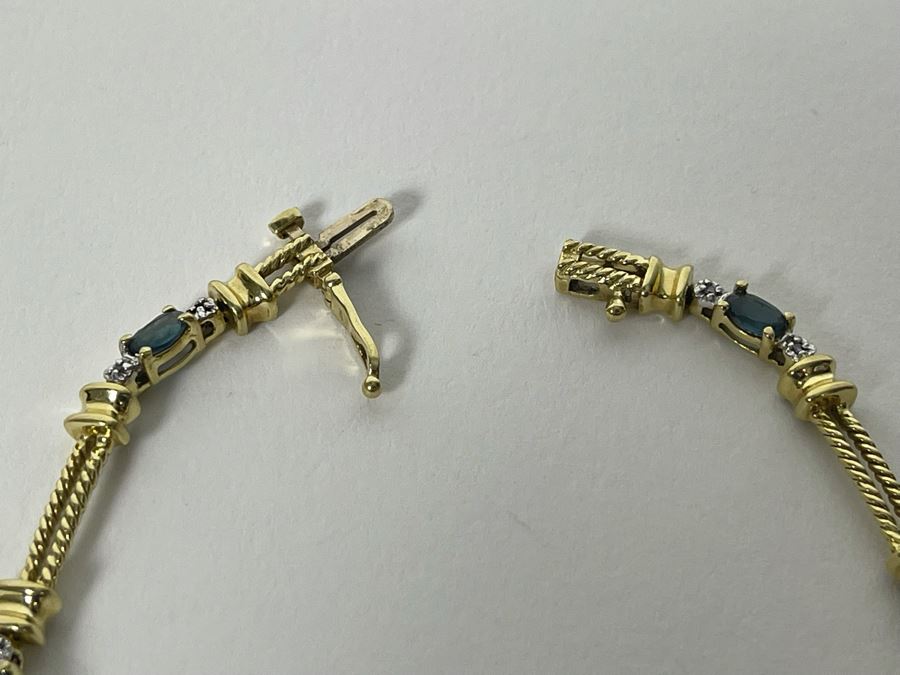 14K Gold Topaz Diamond 7' Bracelet 8.8g Estimate $1,000-$1,500 [Photo 10]