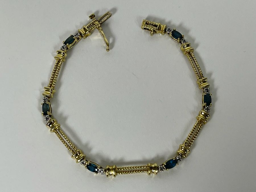 14K Gold Topaz Diamond 7' Bracelet 8.8g Estimate $1,000-$1,500 [Photo 7]