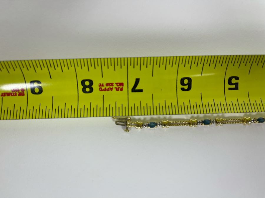 14K Gold Topaz Diamond 7' Bracelet 8.8g Estimate $1,000-$1,500 [Photo 12]