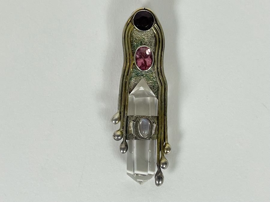 Sterling Silver Multi-Gem Pendant 9.9g [Photo 2]
