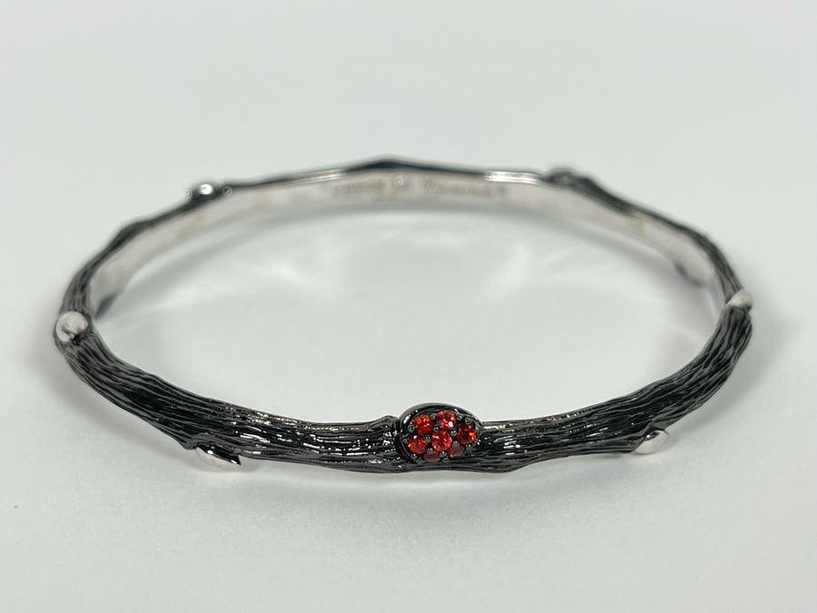 Sterling Silver Red Sapphire 2.5' Bangle Bracelet 'Dweck Diamonds' 23.8g Estimate $200-$300 [Photo 2]