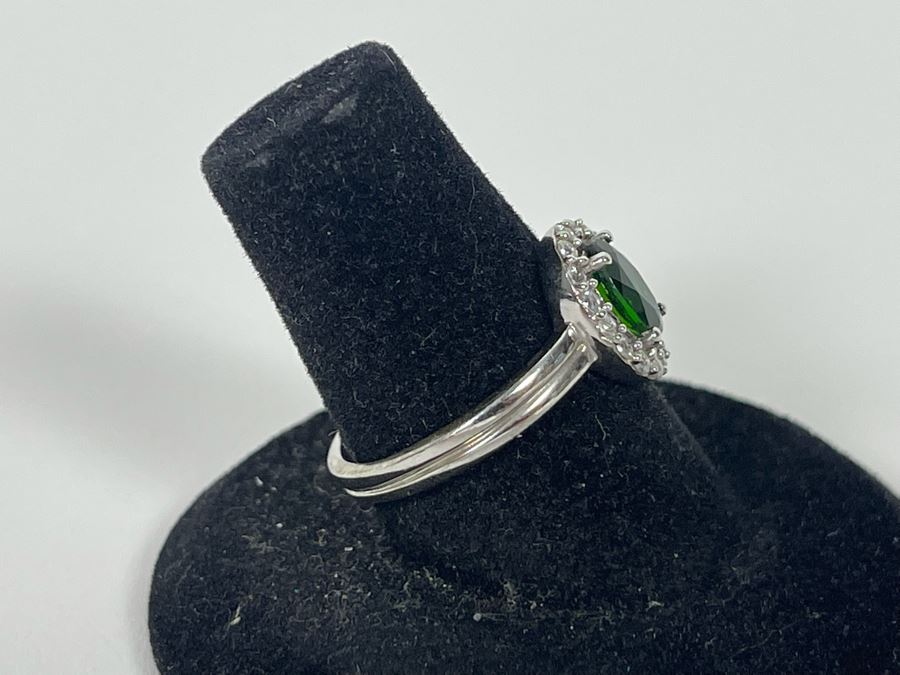 Sterling Silver Tourmaline Zircon Ring Size 7.5 2.4g [Photo 6]